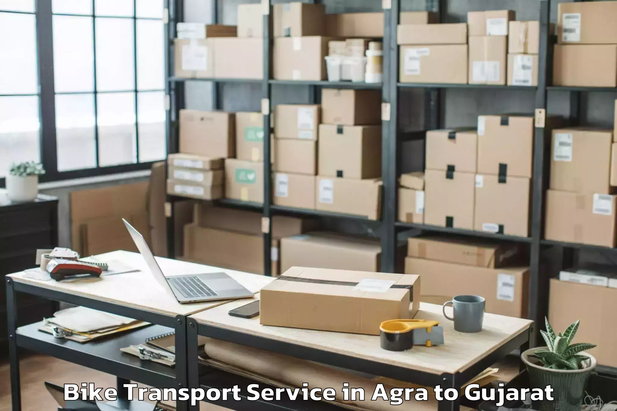 Hassle-Free Agra to Madhavpur Bike Transport